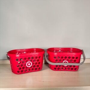 Target Mini Shopping Basket Spritz Red Bullseye Logo Set of 2 Toy Accessory NWT